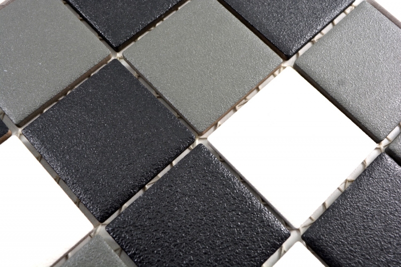 Hand-painted mosaic tile SLIDING SLIDING SAFE black white gray metal MOS14-2213-R10_m