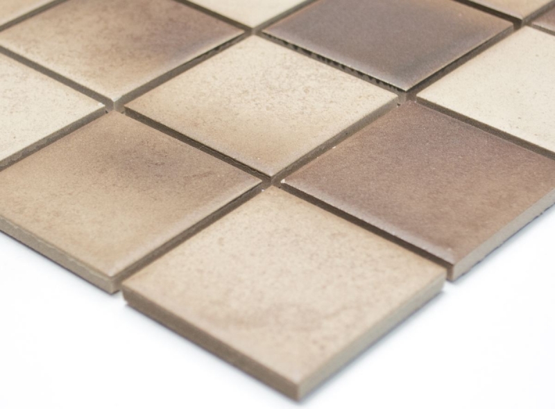 Hand-painted mosaic tile ceramic BROWN BEIGE MIX SLIPPING SLIPPROOF MOS16-1211-R10_m