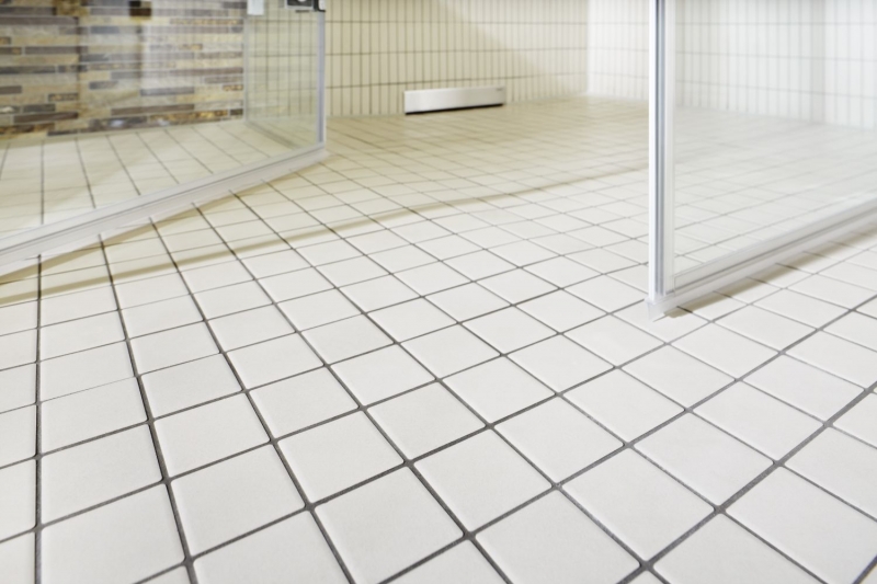 Hand-painted mosaic tile ceramic light beige magnolia unglazed RUTSCHEMMEND MOS14B-1211-R10_m
