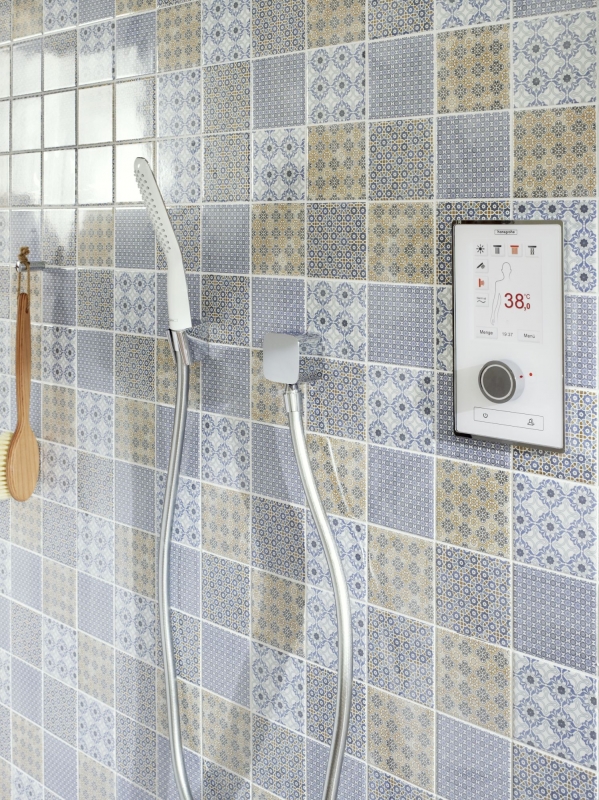 Retro vintage mosaic backsplash kitchen backsplash white blue orange gray MOS22B-1404_f | 10 mosaic mats