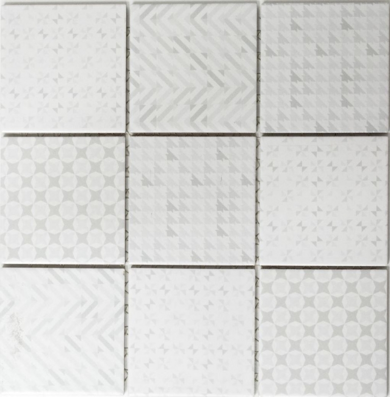 Retro vintage mosaic tile backsplash kitchen wall white Geo White MOS22B-1401_f | 10 mosaic mats