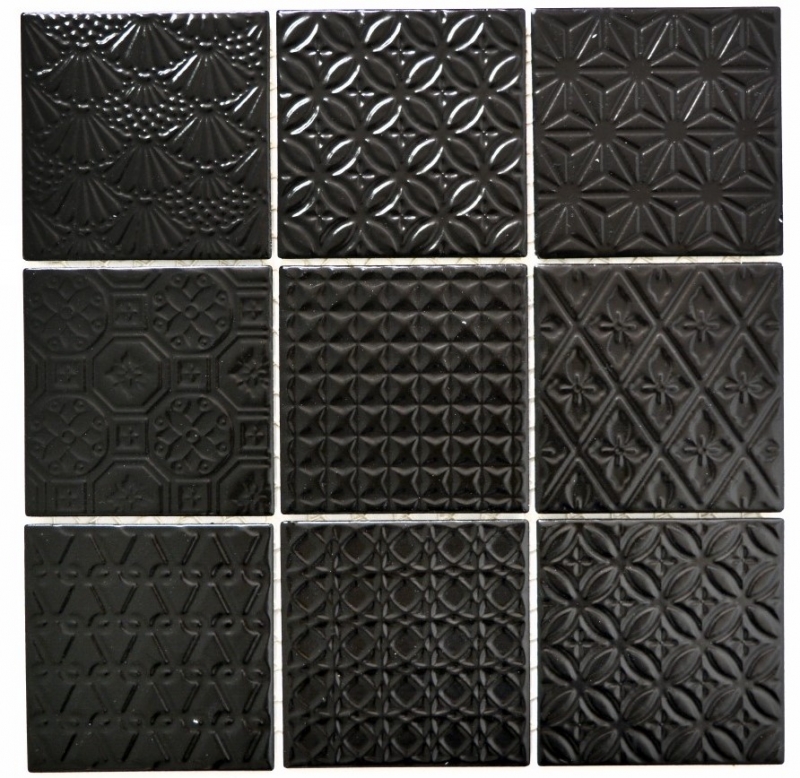 Retro vintage mosaic tile splashback kitchen splashback black Spirit black MOS22B-1403_f | 10 mosaic mats