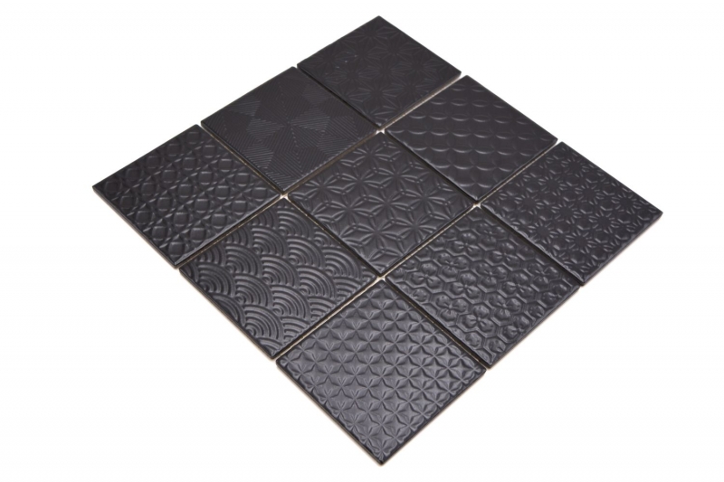 Retro vintage mosaic tile splashback kitchen splashback black Spirit black MOS22B-1403_f | 10 mosaic mats