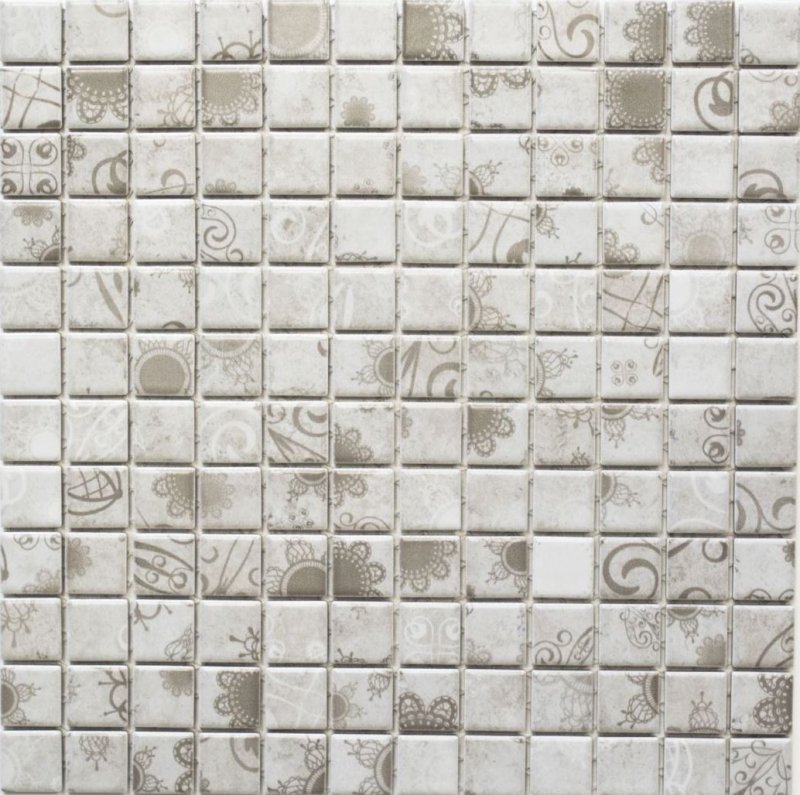 Mosaic tiles retro vintage ceramic mosaic gray khaki tile backsplash kitchen backsplash MOS18D-1402_f | 10 mosaic mats