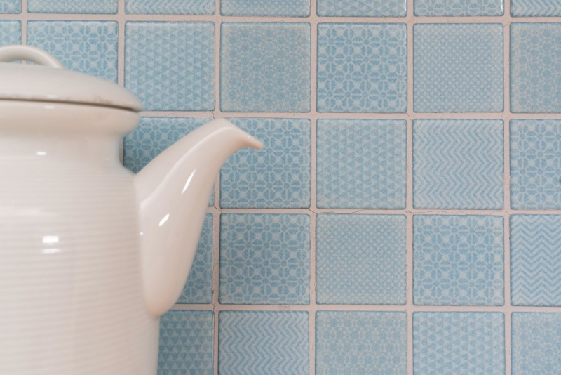 Mosaic tiles TURQUOISE AQUA BLUE LIGHT BATHROOM pool tile backsplash kitchen wall MOS16-0402_f | 10 mosaic mats