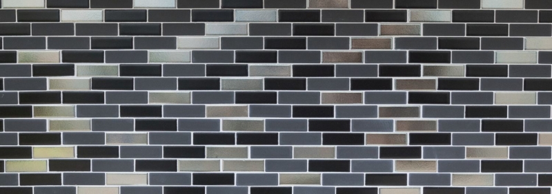 Composite mosaic ceramic black silver chrome rods tile backsplash MOS26-0317_f | 10 mosaic mats