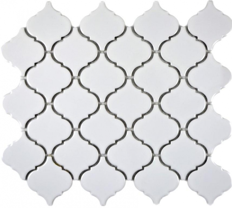 Retro vintage mosaic tiles ceramic Florentine white glossy kitchen splashback MOS13-1WG_f | 10 mosaic mats