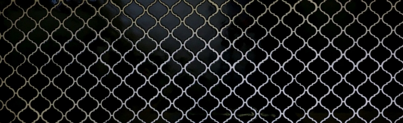 Retro vintage mosaic tiles ceramic Florentine black glossy MOS13-2BG_f | 10 mosaic mats