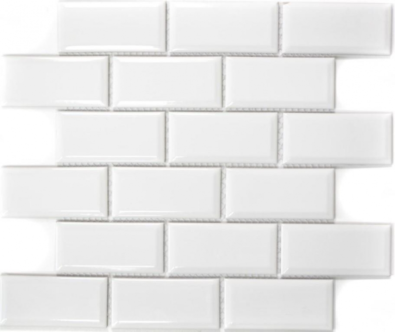 Metro Subway mosaic tiles ceramic WHITE tile backsplash kitchen wall MOS26M-0101_f | 10 mosaic mats