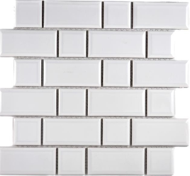 Metro Subway mosaic tiles ceramic white backsplash kitchen wall MOS26WM-0101_f | 10 mosaic mats