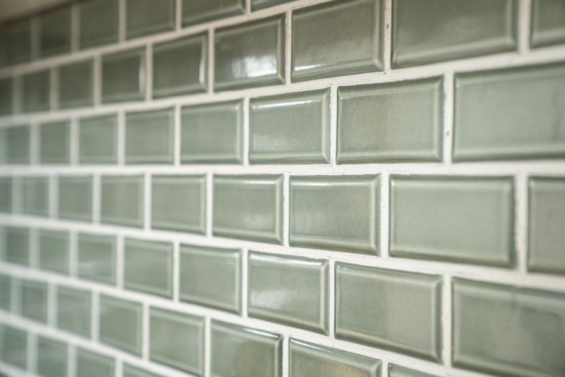 Metro Subway mosaic tiles ceramic gray green tile backsplash kitchen wall MOS26M-0218_f | 10 mosaic mats