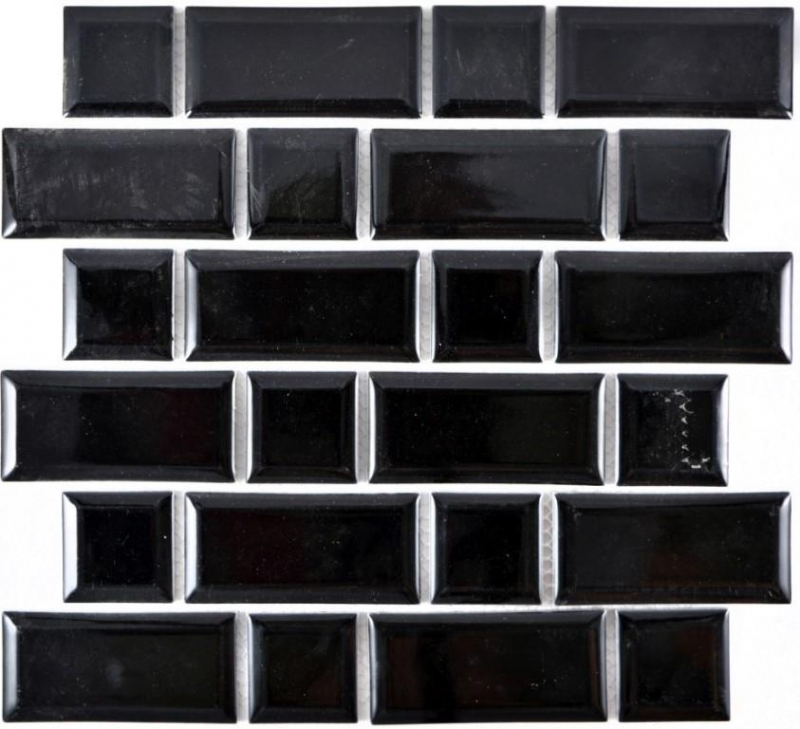 Metro Subway mosaic tiles ceramic black tile backsplash kitchen MOS26WM-0301_f | 10 mosaic mats