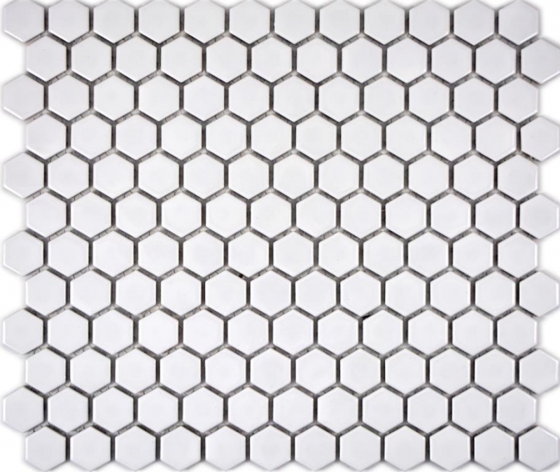 Mosaic tiles ceramic hexagon white glossy tile backsplash kitchen MOS11A-0102_f | 10 mosaic mats
