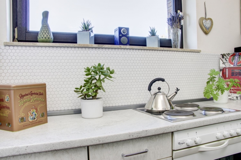 Mosaic tiles ceramic hexagon white glossy tile backsplash kitchen MOS11A-0102_f | 10 mosaic mats