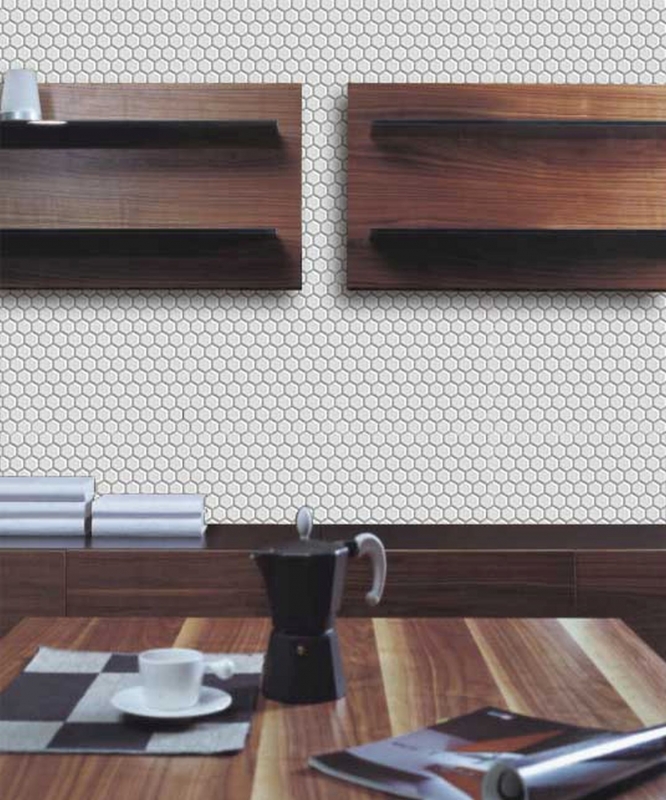 Mosaic tiles ceramic hexagon white glossy tile backsplash kitchen MOS11A-0102_f | 10 mosaic mats