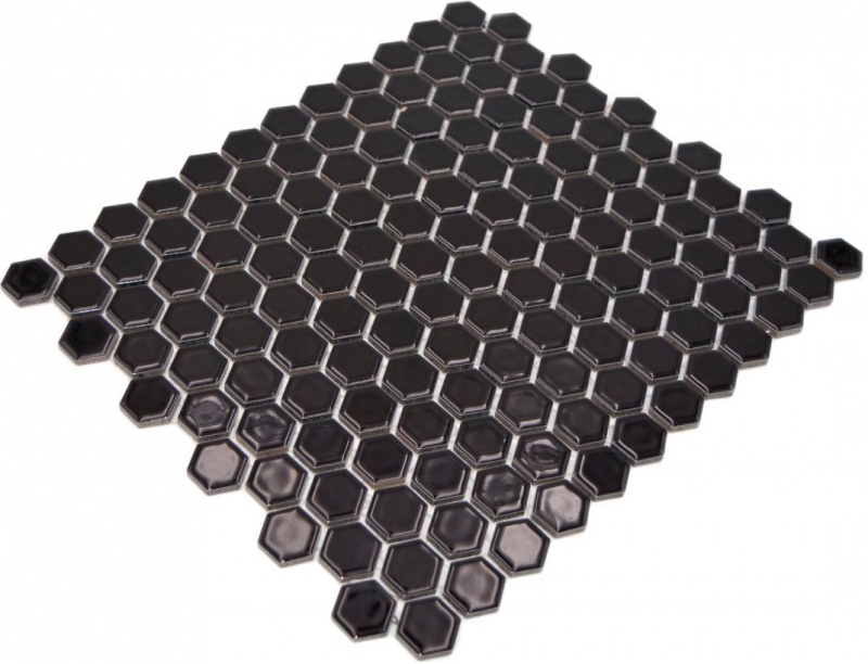 Mosaic tiles ceramic hexagon black glossy wall tiles bathroom tile MOS11A-0302_f | 10 mosaic mats
