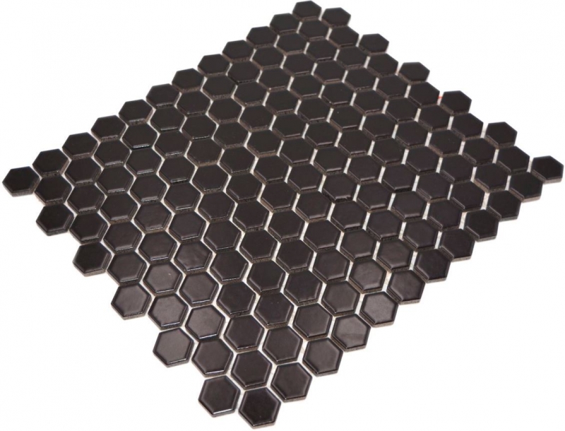 Mosaic tiles ceramic hexagon black matt shower splashback tile backsplash MOS11A-0311_f | 10 mosaic mats