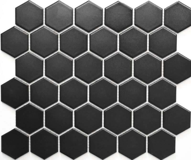 Mosaic tiles ceramic hexagon black matt tile backsplash kitchen backsplash MOS11B-0311_f | 10 mosaic mats