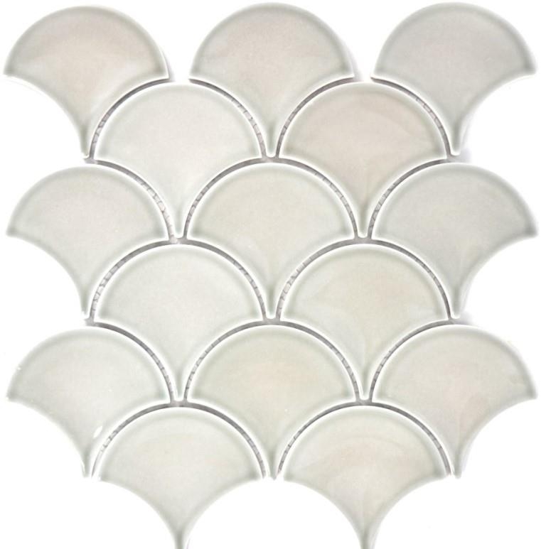 Mosaic tile ceramic gray fan stone gray glossy kitchen splashback MOS13-FS02_f | 10 mosaic mats