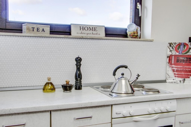 Button mosaic LOOP round mosaic white glossy wall kitchen shower BAD MOS10-0102_f | 10 mosaic mats