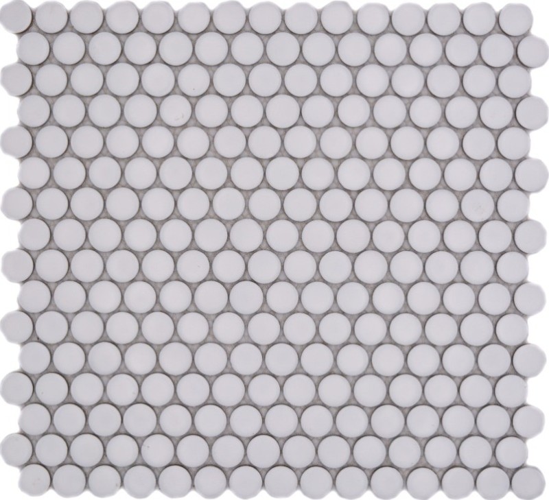 Button mosaic LOOP round mosaic white matt wall kitchen shower BAD MOS10-0111_f | 10 mosaic mats