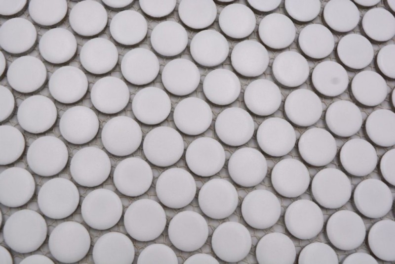 Button mosaic LOOP round mosaic white matt wall kitchen shower BAD MOS10-0111_f | 10 mosaic mats