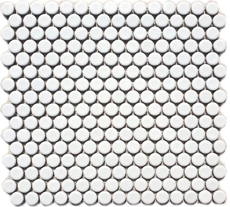 Button mosaic LOOP round mosaic white matt wall kitchen shower BAD MOS10-0111_f | 10 mosaic mats