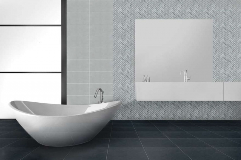Mosaic tile ceramic herringbone stone effect gray tile backsplash MOS24-SO32_f | 10 mosaic mats