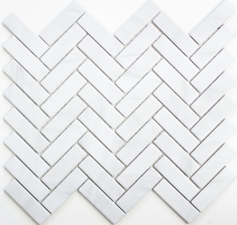 Mosaic tile ceramic herringbone stone effect white tile backsplash kitchen MOS24-SO10_f | 10 mosaic mats