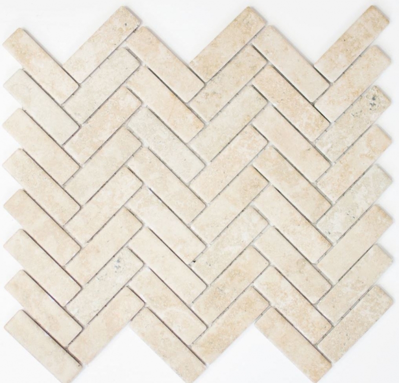 Mosaic tile ceramic herringbone stone look light beige tile backsplash kitchen MOS24-SO54_f | 10 mosaic mats