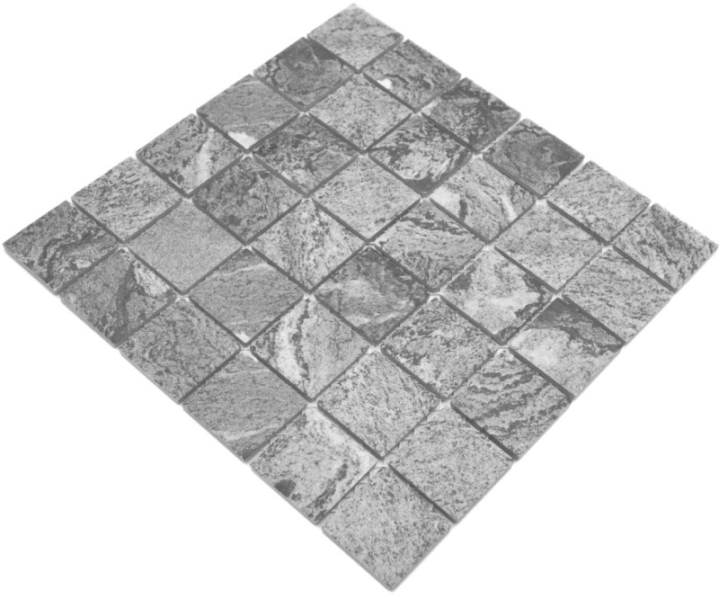 Mosaic tile natural stone look gray structure kitchen splashback MOS16-HWA4GY_f | 10 mosaic mats