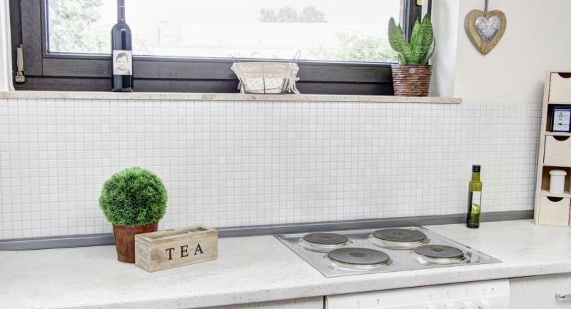 Mosaic tile ceramic WHITE MATT wall tile backsplash kitchen bathroom shower MOS18-0111_f