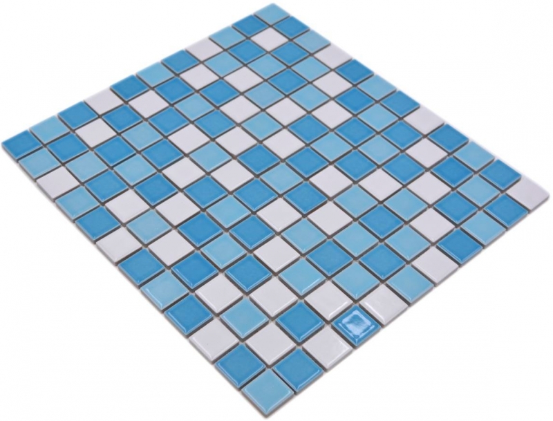 Swimming pool mosaic mosaic tile ceramic blue white glossy kitchen splashback MOS18-0407_f