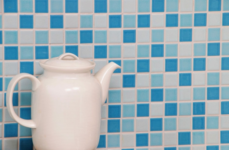 Swimming pool mosaic mosaic tile ceramic blue white glossy kitchen splashback MOS18-0407_f