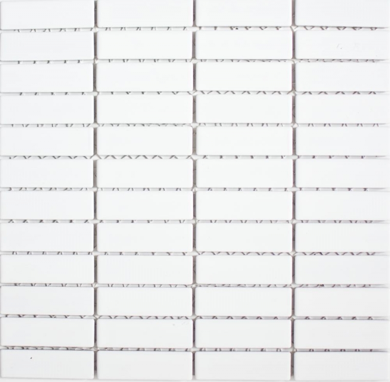 Mosaic tile ceramic rods white glossy tile backsplash kitchen MOS24-0102_f