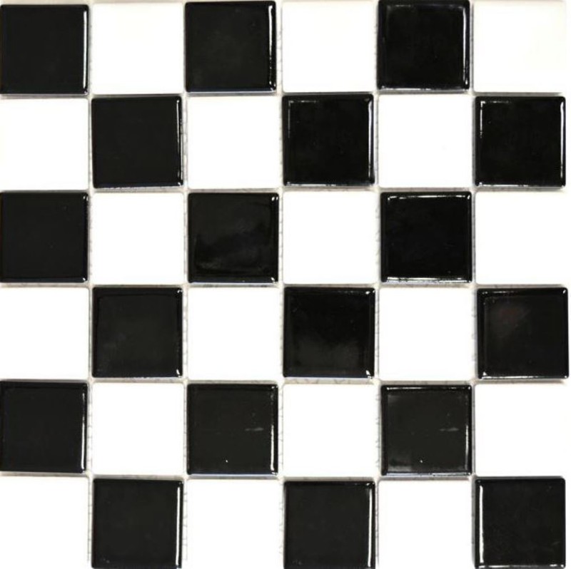 Kitchen mosaic tile Checkerboard black white glossy MOS16-CD200_f