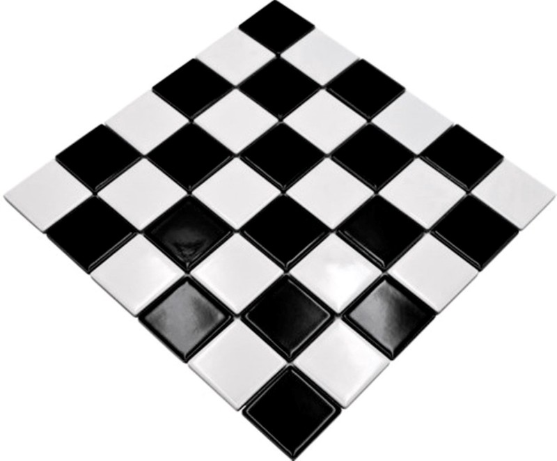 Kitchen mosaic tile Checkerboard black white glossy MOS16-CD200_f