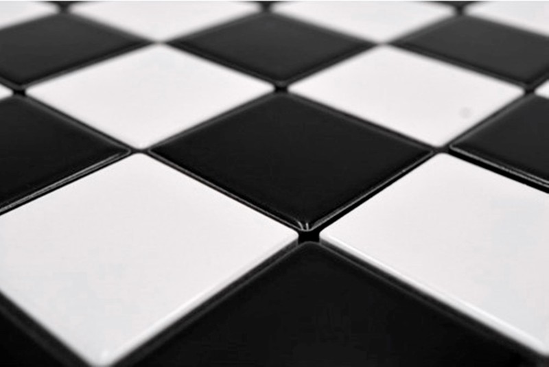Kitchen mosaic tile Checkerboard black white glossy MOS16-CD200_f