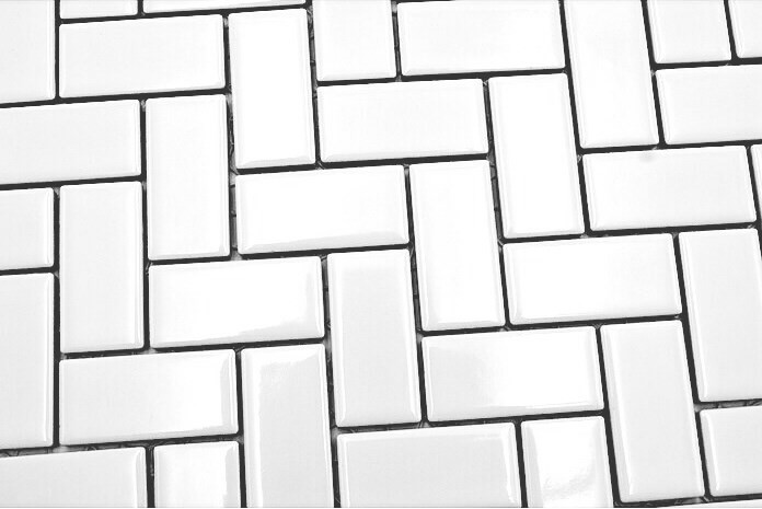 Mosaic tile ceramic herringbone white glossy kitchen tile wall tile MOS24-CHB5WG_f