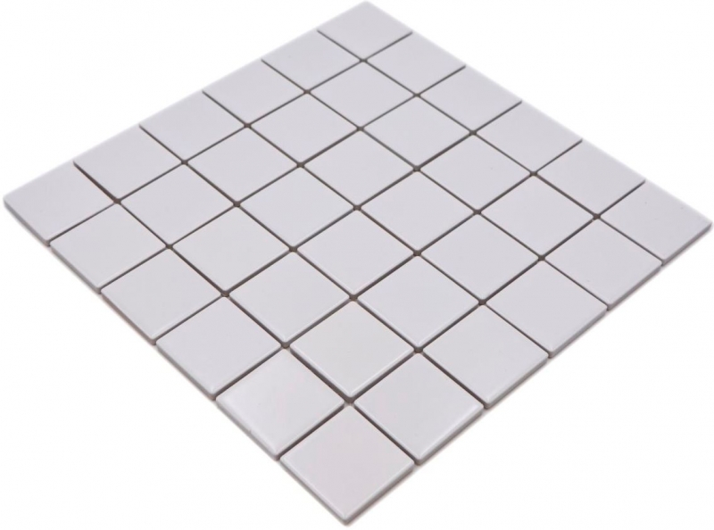 Mosaic tile ceramic white matt tile mirror bathroom wall MOS16B-0111_f