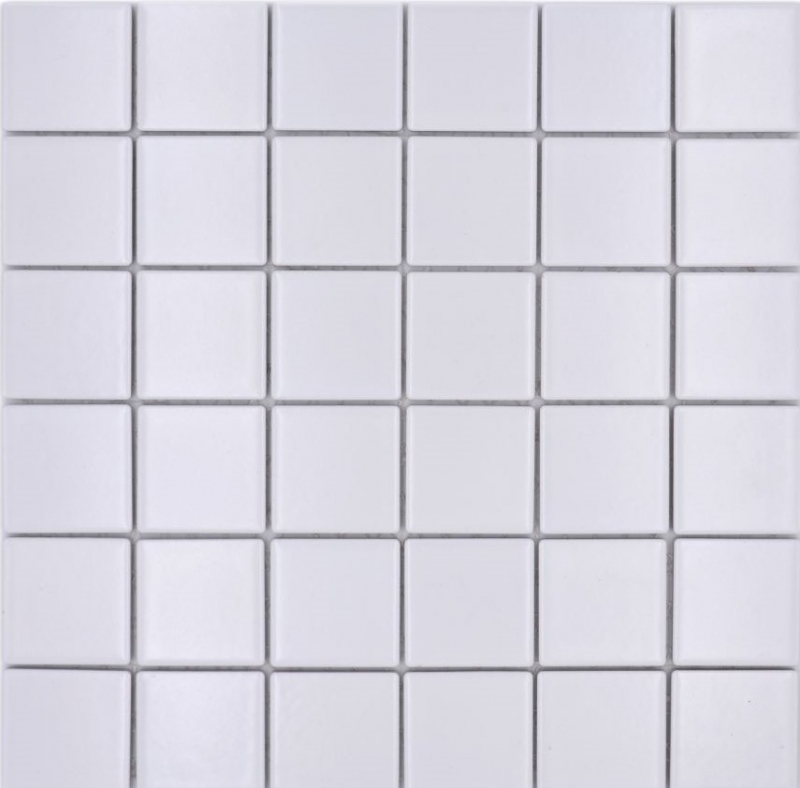 Mosaic tile ceramic white matt tile mirror bathroom wall MOS16B-0111_f