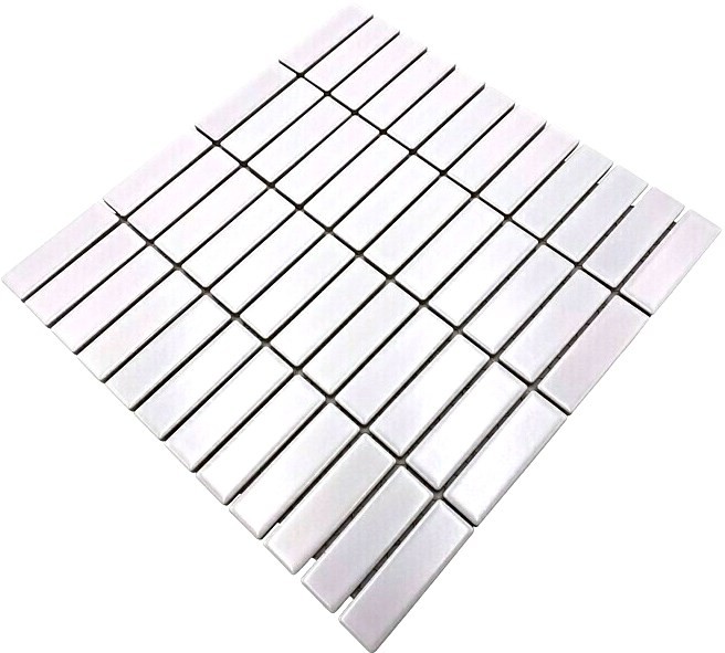 Mosaic tile ceramic rods white matt bathtub cladding MOS24-0111_f