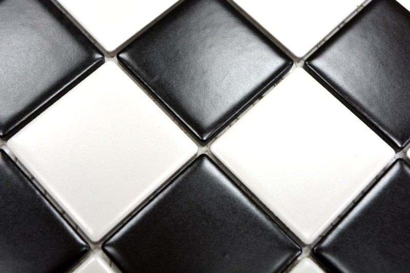 Mosaic tile ceramic white black matt chessboard tile backsplash MOS16-CD202_f