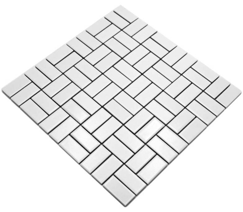 Mosaic tile ceramic windmill white matt bathtub cladding MOS24-CWM07WM_f