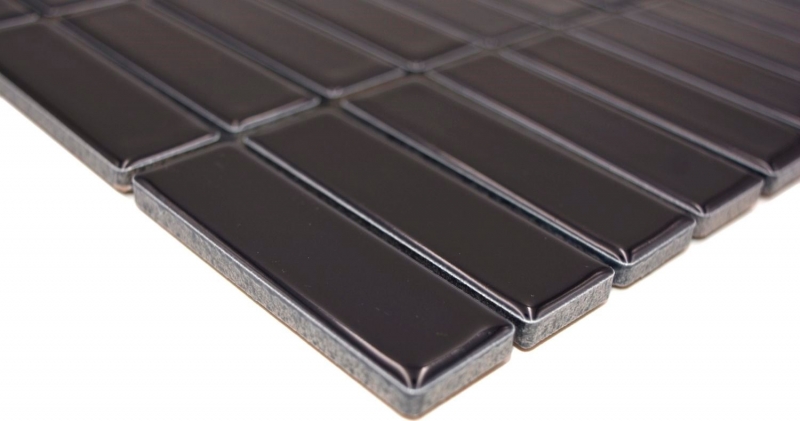 Mosaic tile ceramic rods black glossy kitchen splashback MOS24-0302_f