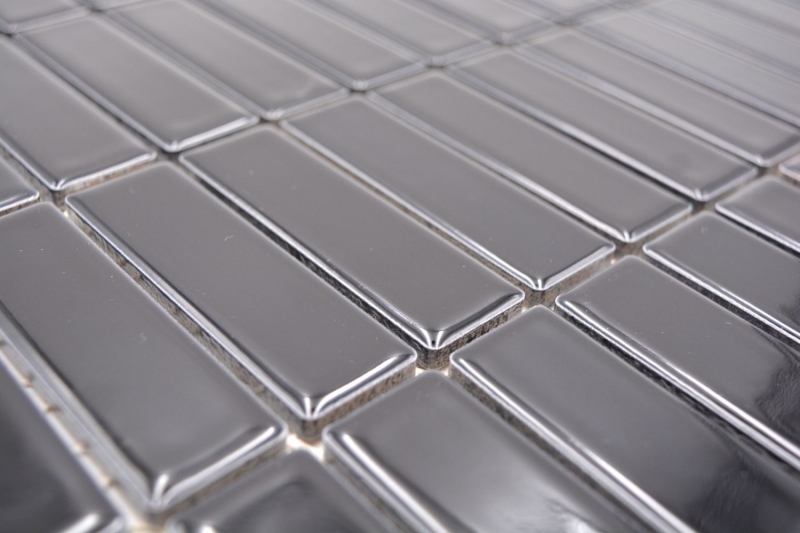 Mosaic tile ceramic rods black glossy kitchen splashback MOS24-0302_f