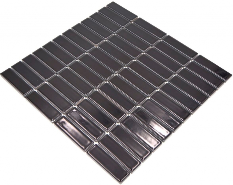 Mosaic tile ceramic rods black glossy kitchen splashback MOS24-0302_f
