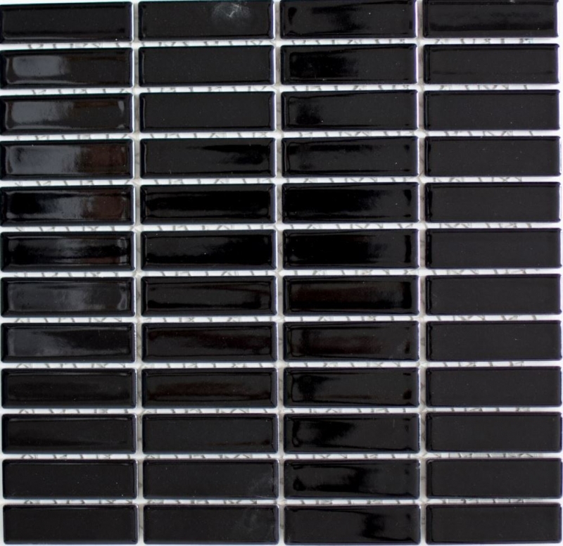 Mosaic tile ceramic rods black glossy kitchen splashback MOS24-0302_f