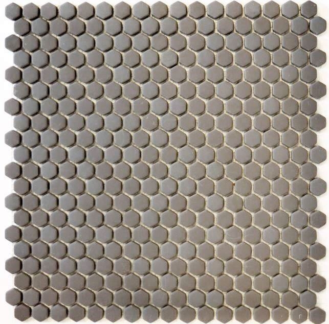 Mosaic tile ECO GLAS Hexagon Enamel gray-brown matt MOS140-HX15G_f | 10 mosaic mats