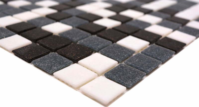 Mosaic tile glass wall tile bathroom tile shower splashback tile backsplash white gray black MOS52-0302_f | 10 mosaic mats